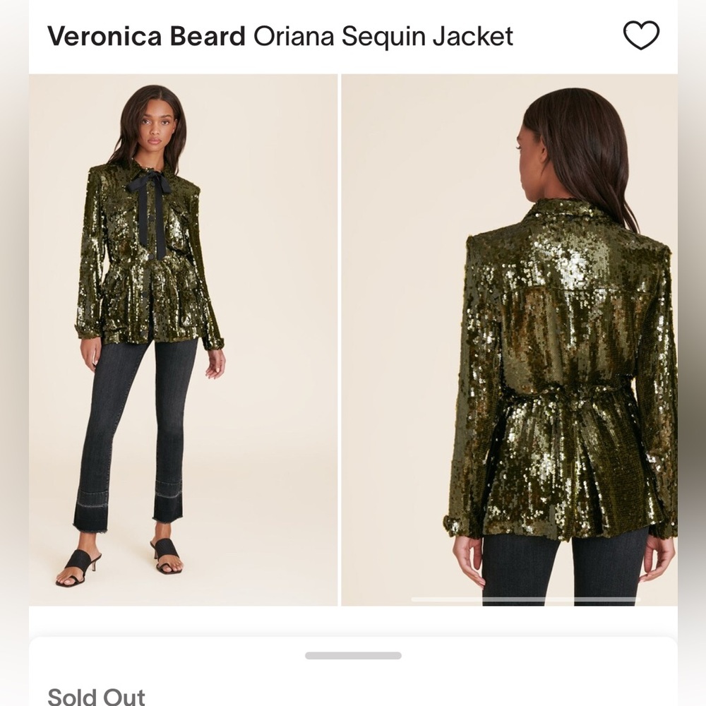 Veronica Beard Sequin Jacket in Olive Green